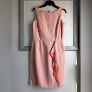 Antonio Melani Sleeveless Dress w/Asymmetrical Ruffle - Peach & Cream, Size 8